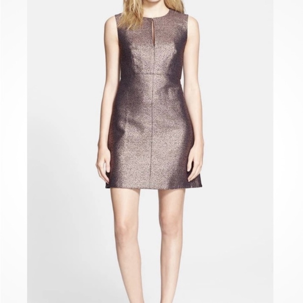 Diane von Furstenberg Yvette Metallic Dress Womens 2 evening Party New Years Eve